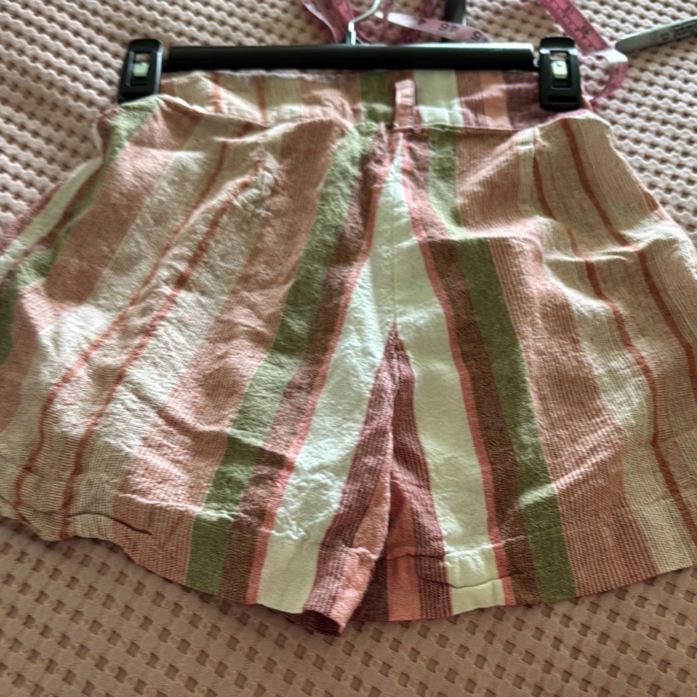 Striped Pink and Green Women's Shorts Small